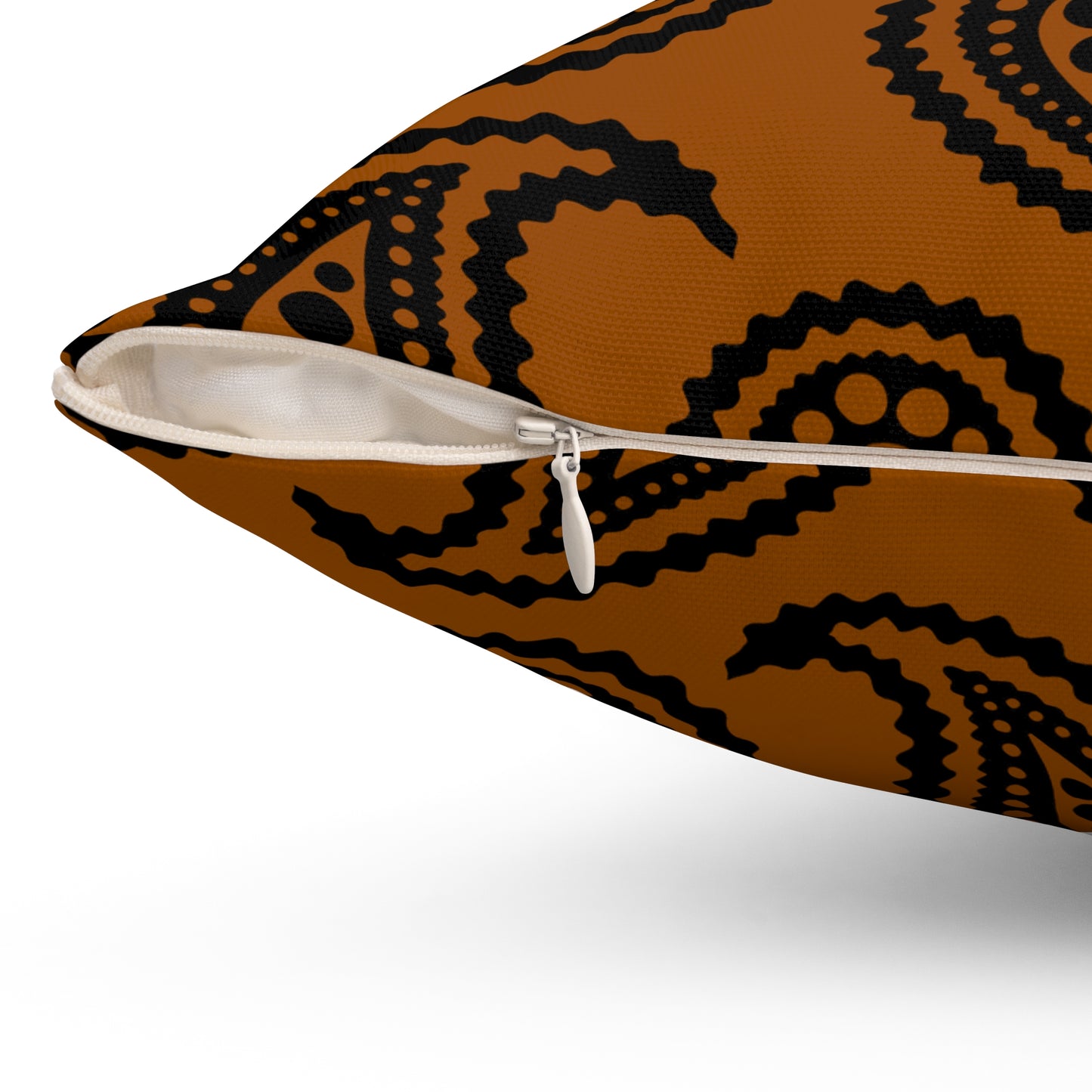 Brown, Black Retro Paisley Cushion Pillow
