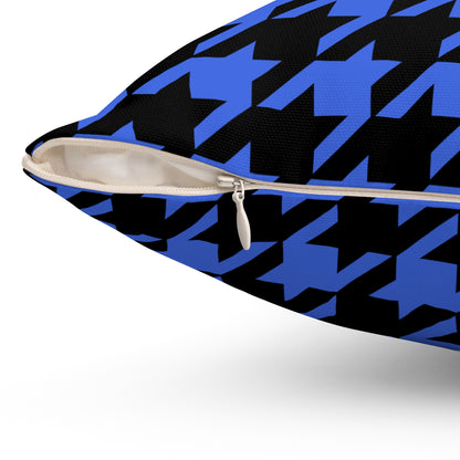 Royal Blue, Black Retro Houndstooth Cushion Pillow