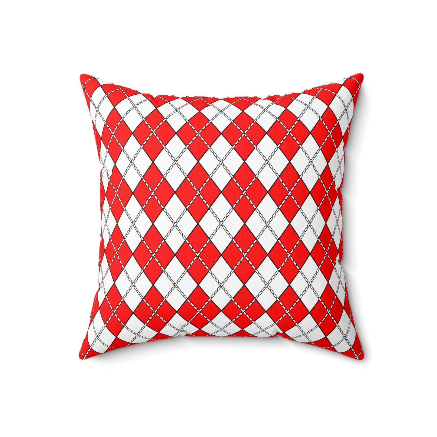 Red, White Retro Argyle Cushion Pillow