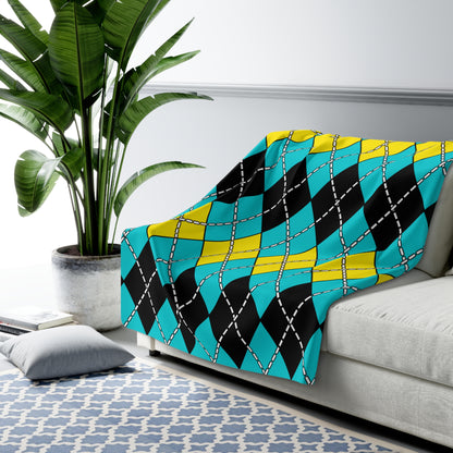 Bahamas Retro Argyle Blanket Throw