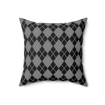 Grey, Black Retro Argyle Cushion Pillow