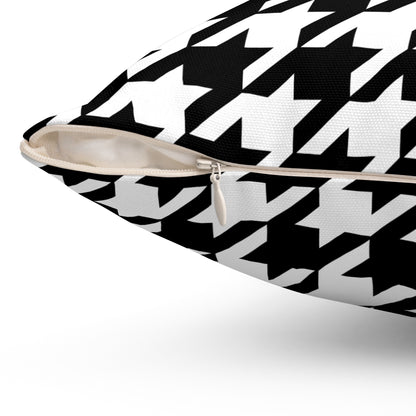 Black, White Retro Houndstooth Cushion Pillow