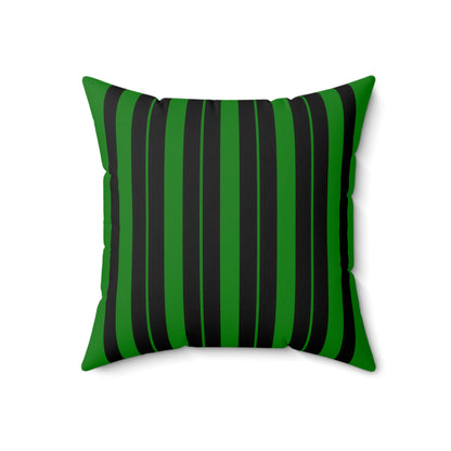 Green, Black Retro Stripes Cushion Pillow
