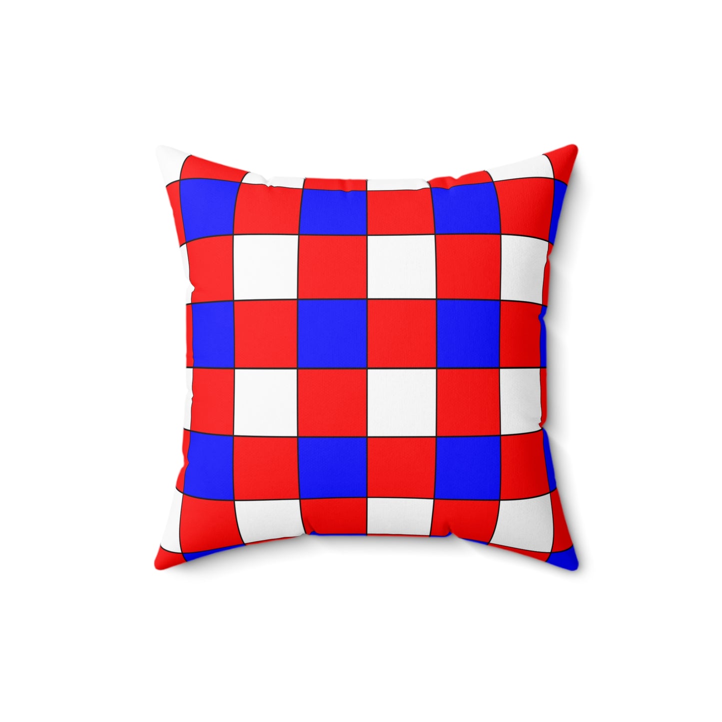 Red, White, Blue Retro Check Cushion Pillow