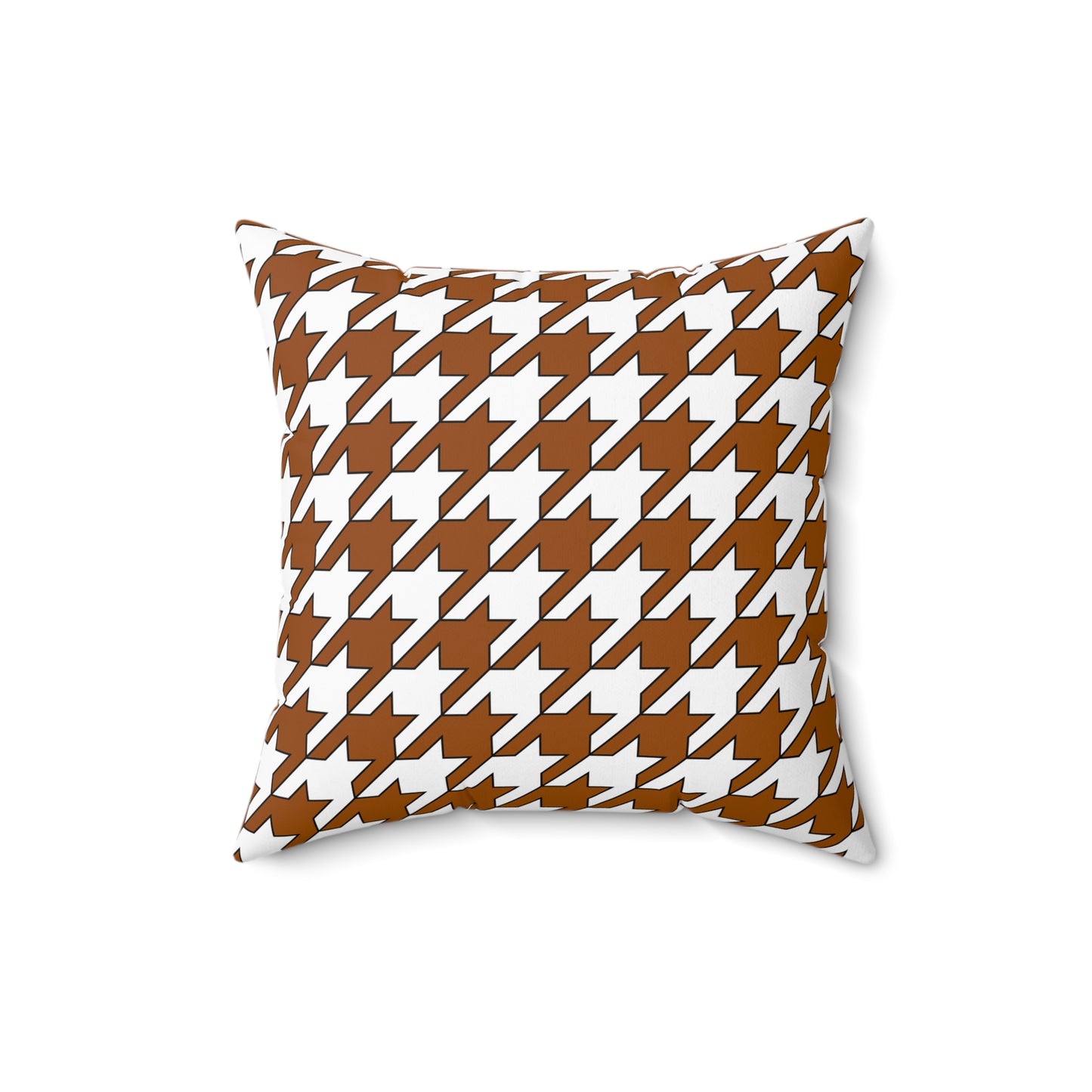 Brown, White Retro Houndstooth Cushion Pillow