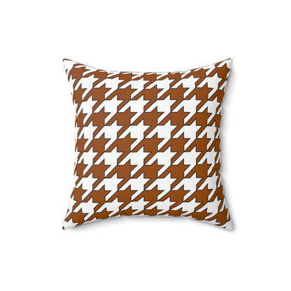 Brown, White Retro Houndstooth Cushion Pillow