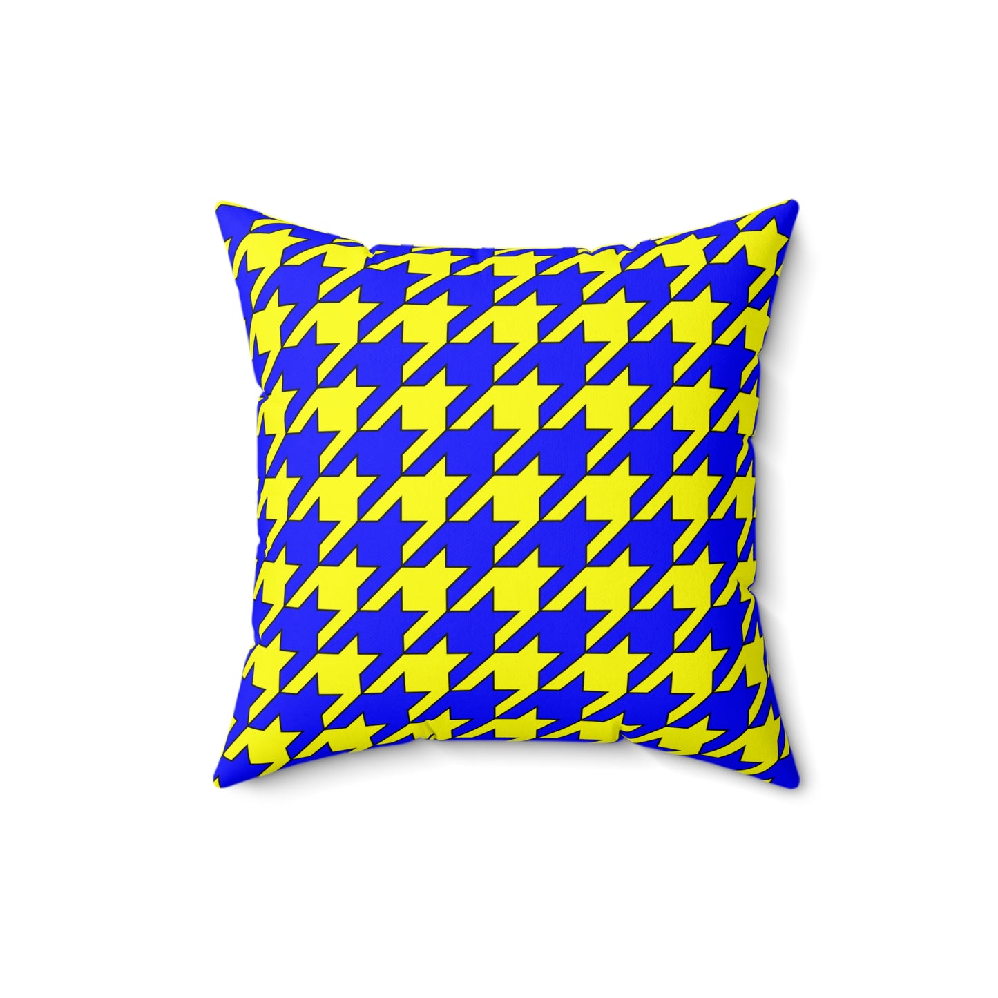 Yellow, Blue Retro Houndstooth Cushion Pillow