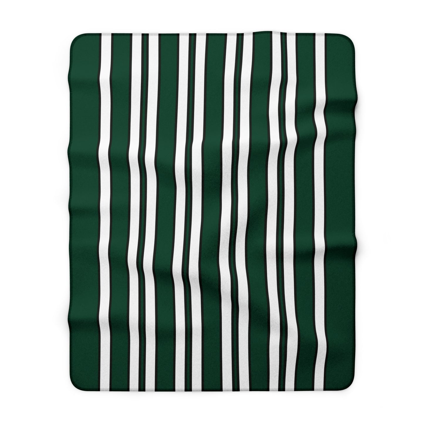Dark Green, White Retro Stripes Blanket Throw
