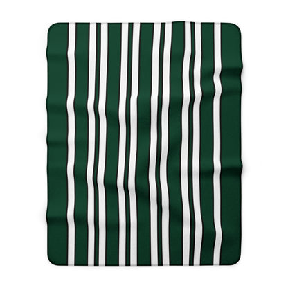 Dark Green, White Retro Stripes Blanket Throw