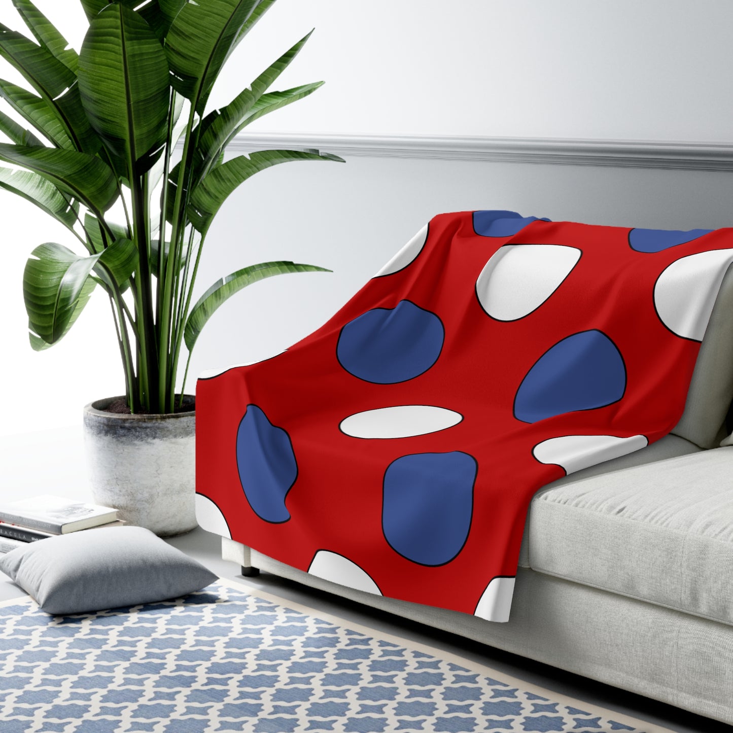 Democratic Peoples Republic Of Korea Retro Polka Dots Blanket Throw