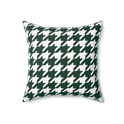 Dark Green, White Retro Houndstooth Cushion Pillow