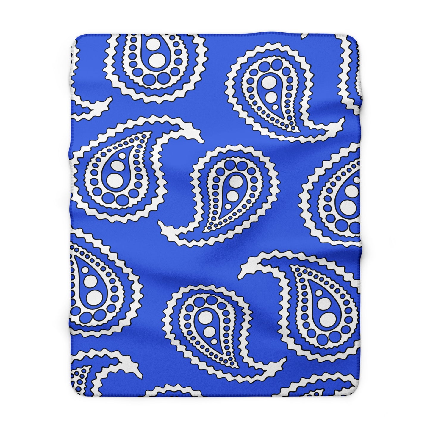Royal Blue, White Retro Paisley Blanket Throw