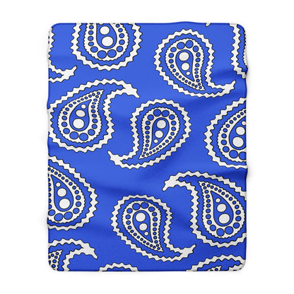 Royal Blue, White Retro Paisley Blanket Throw