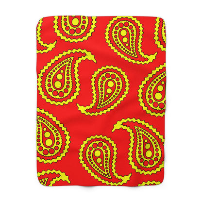 Red, Yellow Retro Paisley Blanket Throw