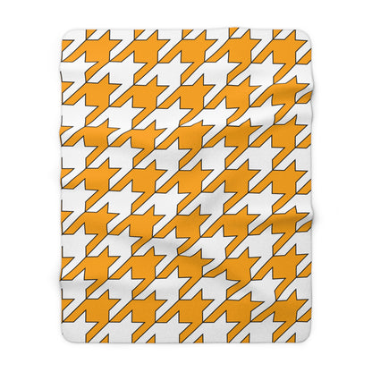 Orange, White Retro Houndstooth Blanket Throw