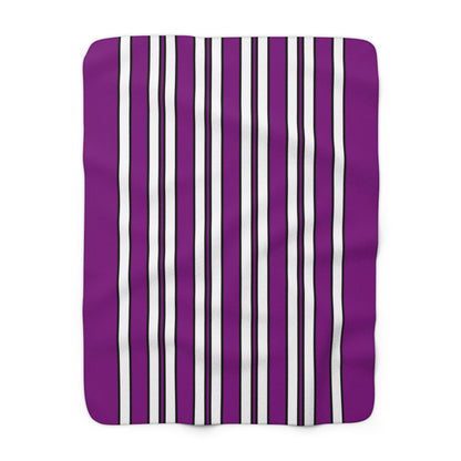 Purple, White Retro Stripes Blanket Throw