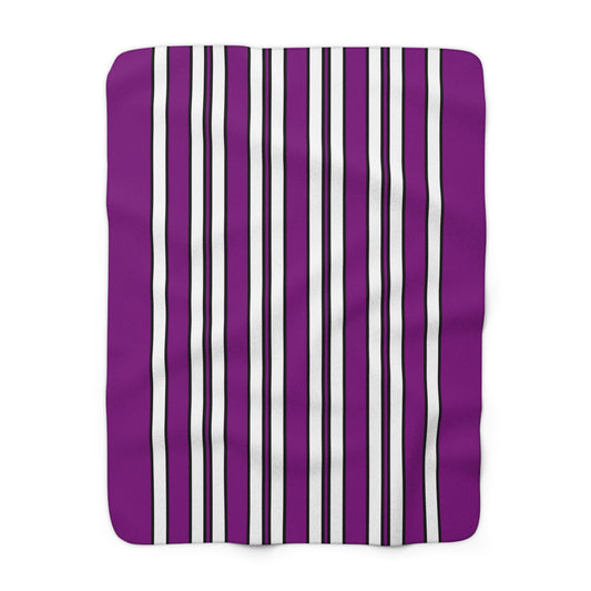 Purple, White Retro Stripes Blanket Throw