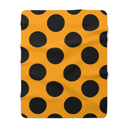 Orange, Black Retro Polka Dots Blanket Throw