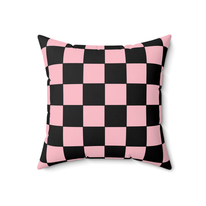 Pink, Black Retro Check Cushion Pillow