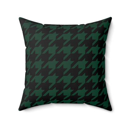 Dark Green, Black Retro Houndstooth Cushion Pillow