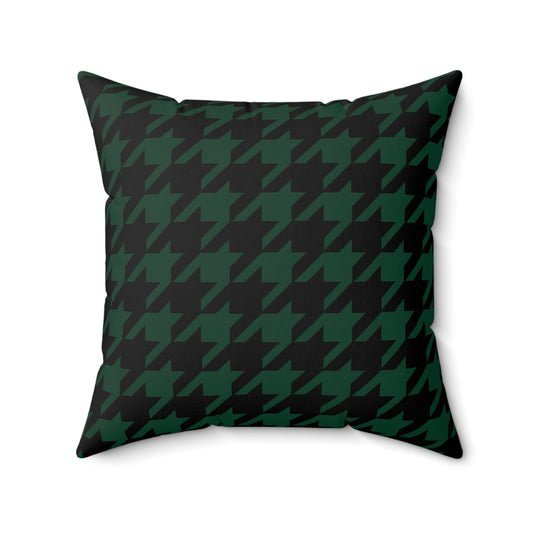 Dark Green, Black Retro Houndstooth Cushion Pillow