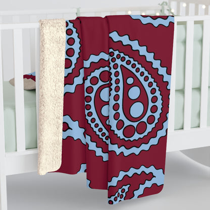 Claret, Blue Retro Paisley Blanket Throw