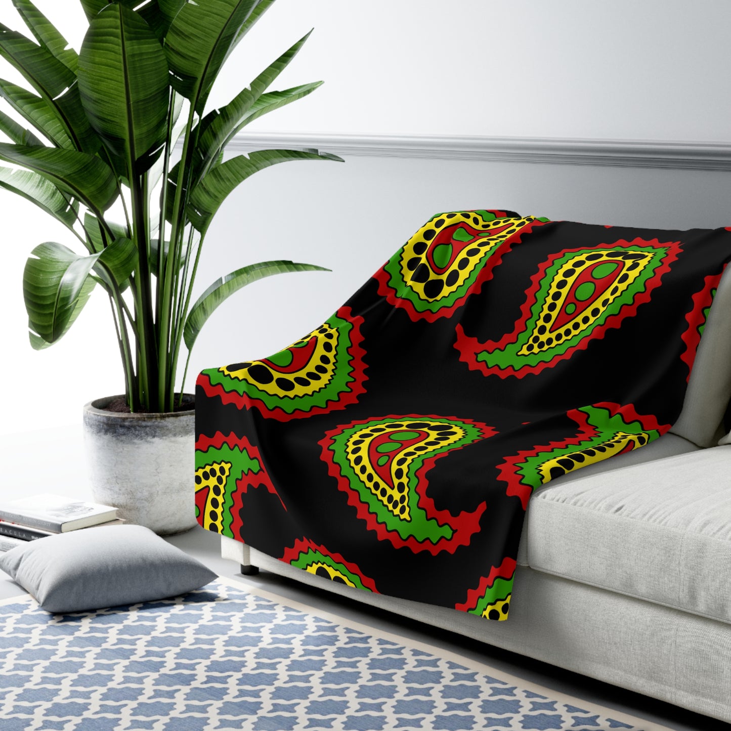 Saint Kitts And Nevis Retro Paisley Blanket Throw