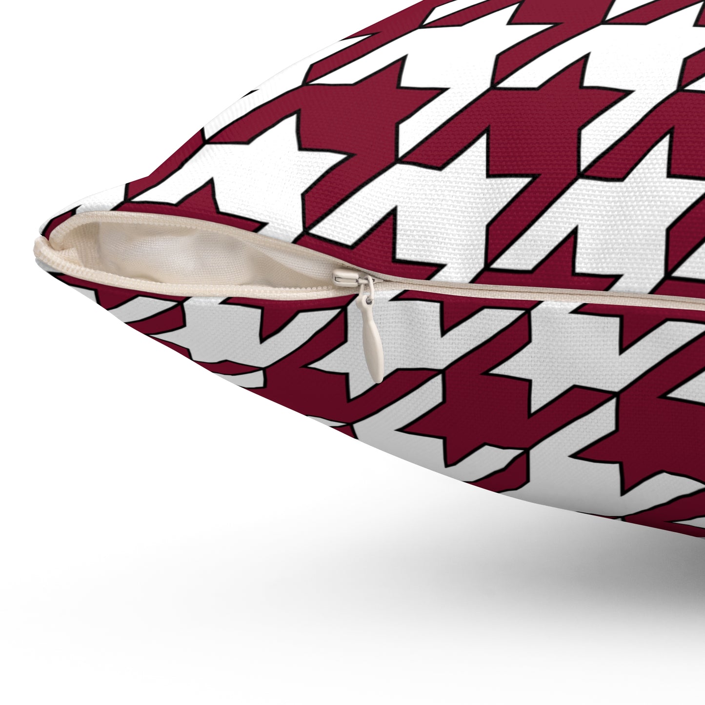 Claret, White Retro Houndstooth Cushion Pillow