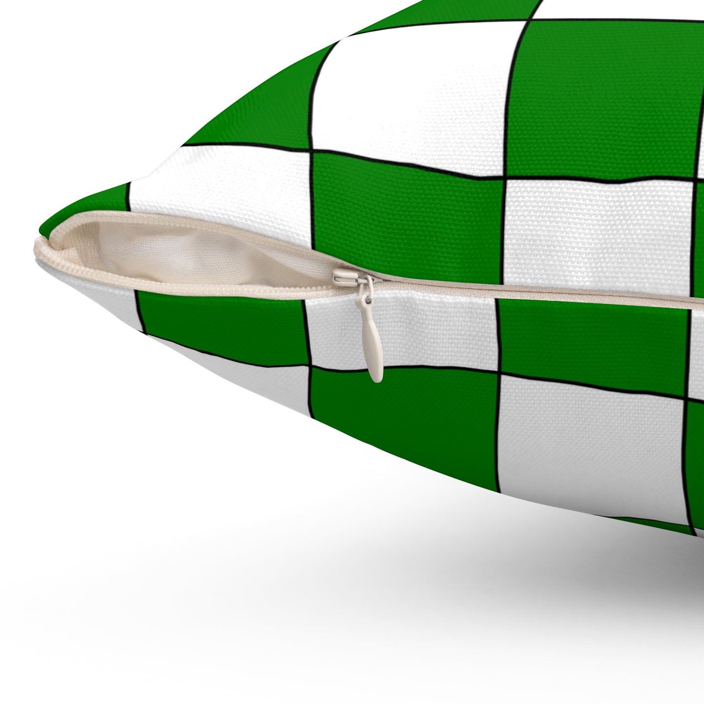 Green, White Retro Check Cushion Pillow