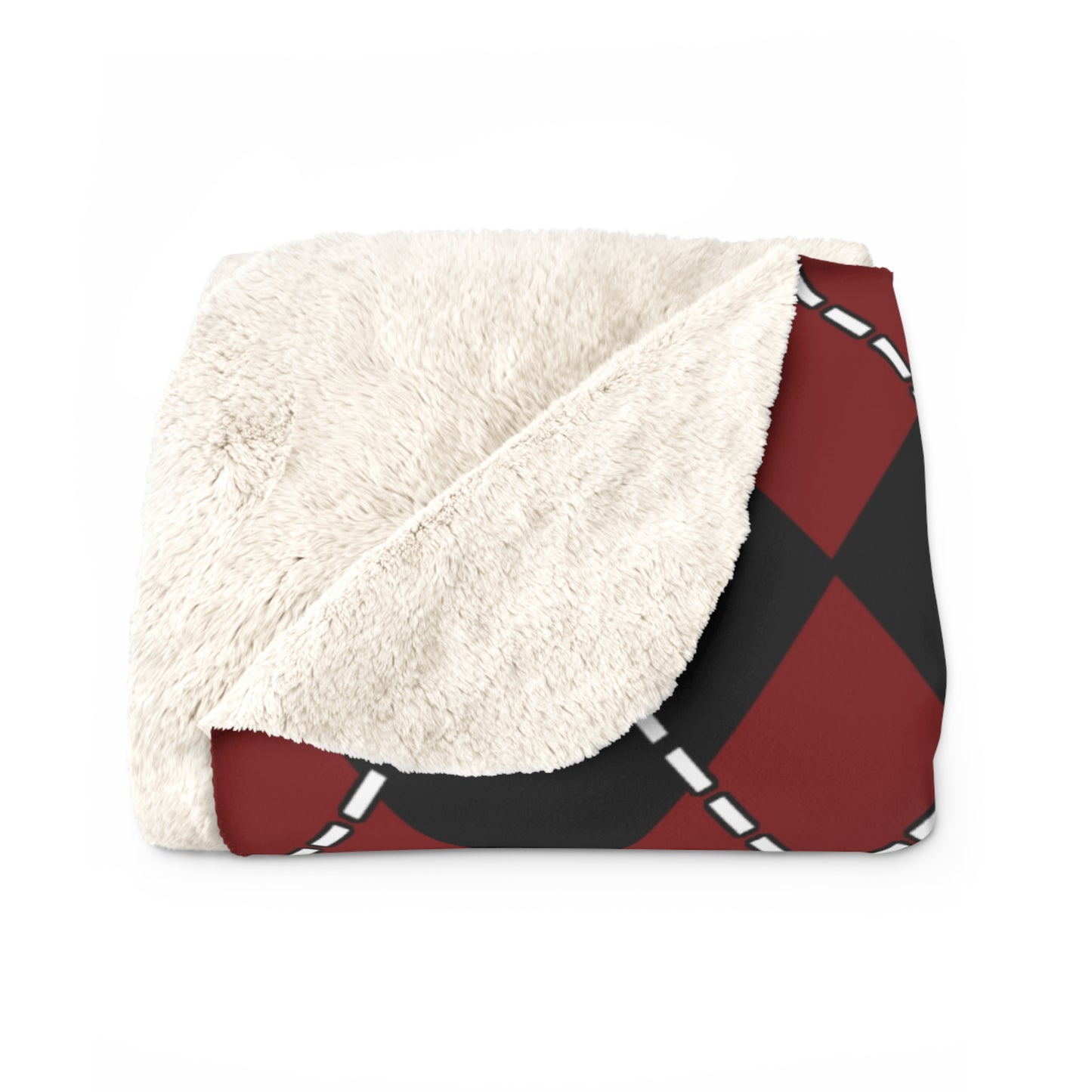 Maroon, Black Retro Argyle Blanket Throw