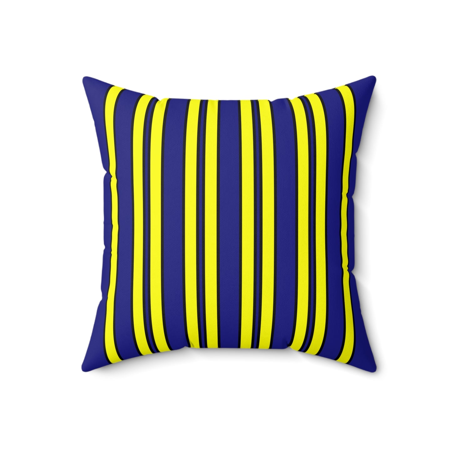 Navy Blue, Yellow Retro Stripes Cushion Pillow
