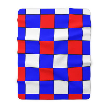 Blue, White Red Retro Check Blanket Throw