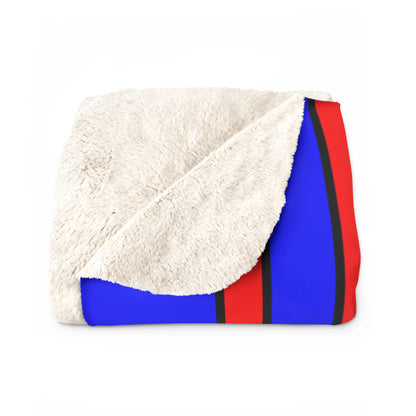 Blue, Red Retro Stripes Blanket Throw