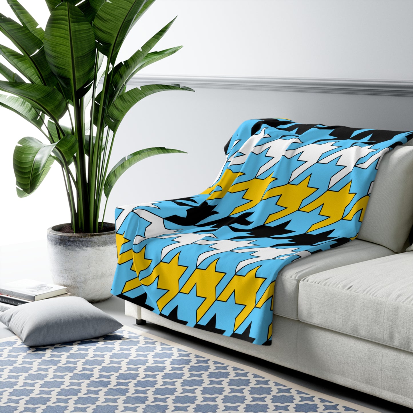 Saint Lucia Retro Houndstooth Blanket Throw