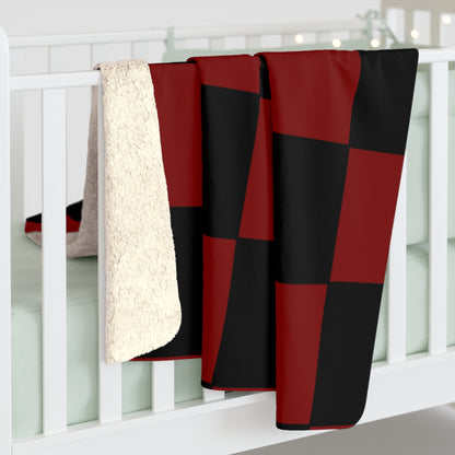 Maroon, Black Retro Check Blanket Throw