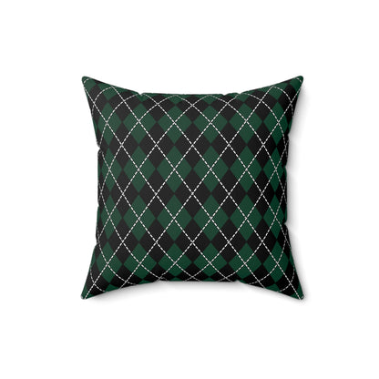 Dark Green, Black Retro Argyle Cushion Pillow