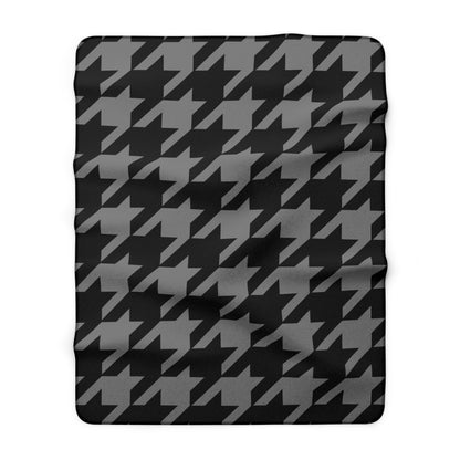 Grey, Black Retro Houndstooth Blanket Throw