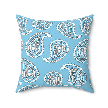 Sky Blue, White Retro Paisley Cushion Pillow