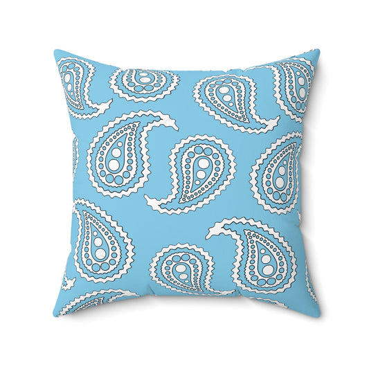 Sky Blue, White Retro Paisley Cushion Pillow