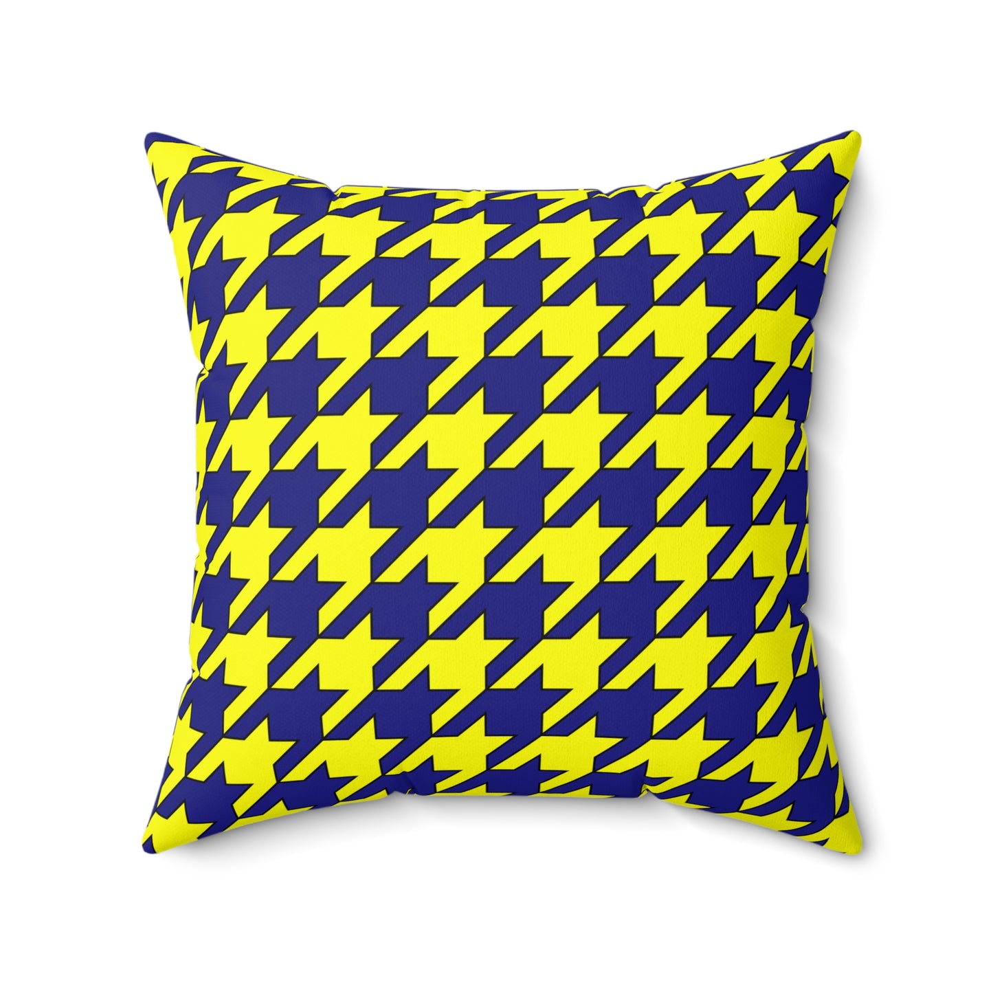 Navy Blue, Yellow Retro Houndstooth Cushion Pillow