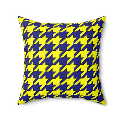 Navy Blue, Yellow Retro Houndstooth Cushion Pillow