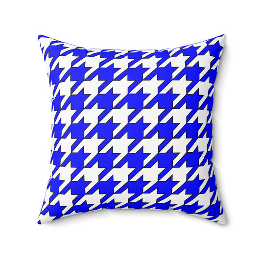 Blue, White Retro Houndstooth Cushion Pillow