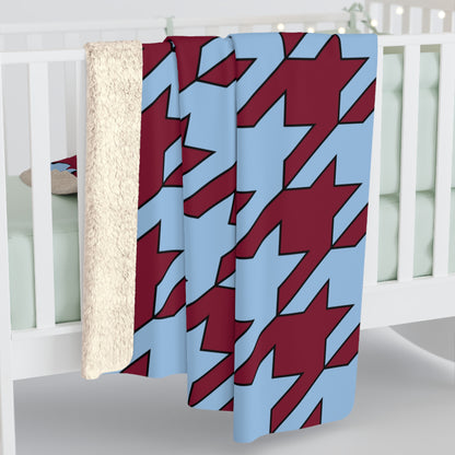 Claret, Blue Retro Houndstooth Blanket Throw