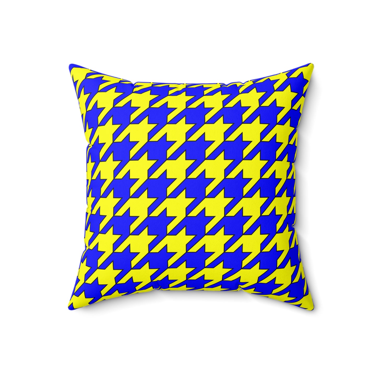 Blue, Yellow Retro Houndstooth Cushion Pillow