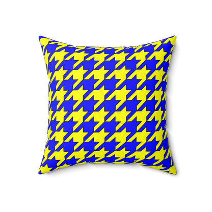 Blue, Yellow Retro Houndstooth Cushion Pillow