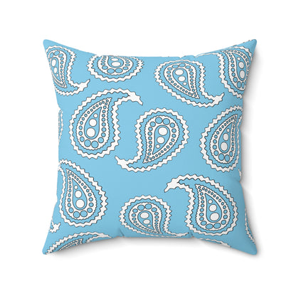 Sky Blue, White Retro Paisley Cushion Pillow