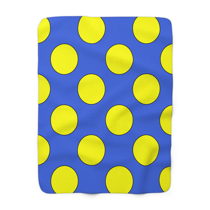 Royal Blue, Yellow Retro Polka Dots Blanket Throw