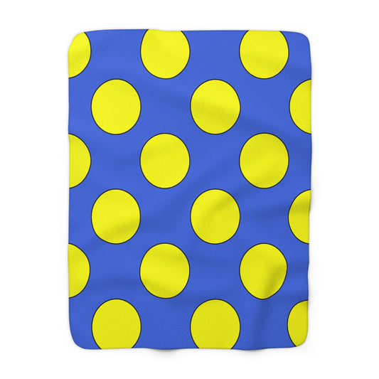 Royal Blue, Yellow Retro Polka Dots Blanket Throw