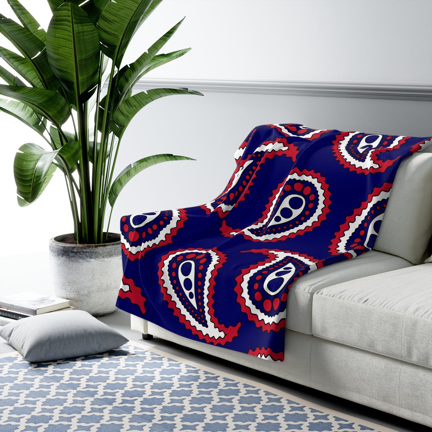 South Georgia And The South Sandwich Islands Retro Paisley Blanket Throw