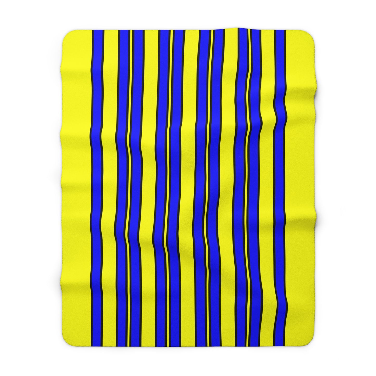 Yellow, Blue Retro Stripes Blanket Throw